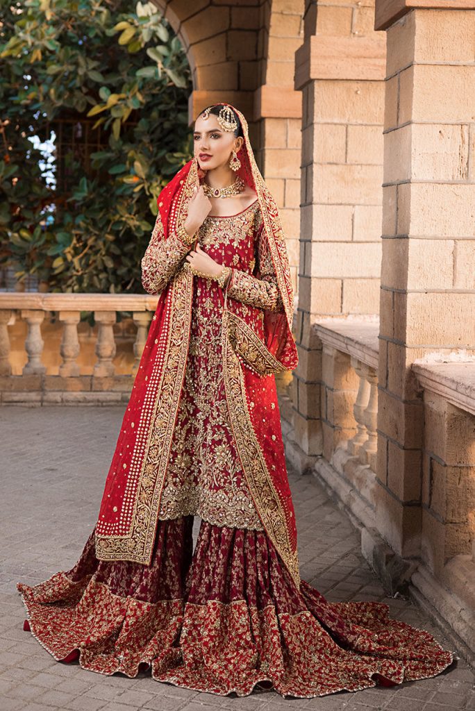 Cute Deepak perwani bridal Red Suit With Bridal Picture 2024