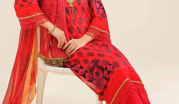 Red Women Suit Nishat Linen Flash Stock Flat Sale 30% Off 2024