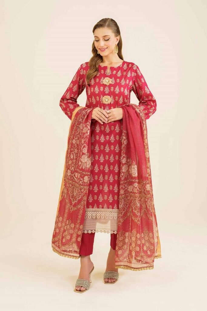 Red Women Suit Nishat Linen Flash Stock Flat Sale 30% Off 2024