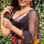 Black Saree with Lace Work Rashmika Mandanna Style Georgette