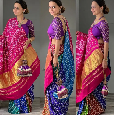 Purple Bandhani Saree Trend 2024 Best Style For Women Look