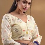 Traditional Simple Mirror Work Blouse Designs 2024 For Glamorous Appeal