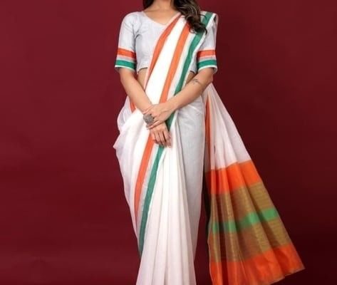 Tricolour Saree Trendey Design For Hindostani Azadi Day 2024