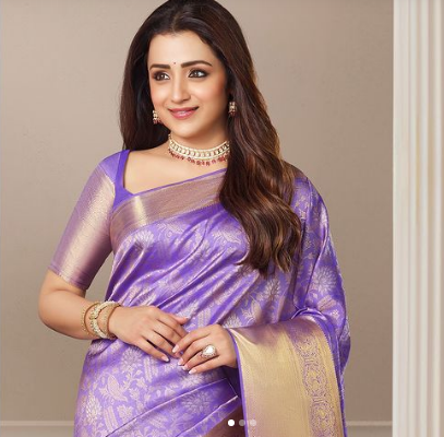 Trisha Krishnan Saree Trend Inspiration For Rakshabandhan Event 2024